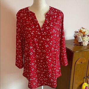 Red Floral Women's Top